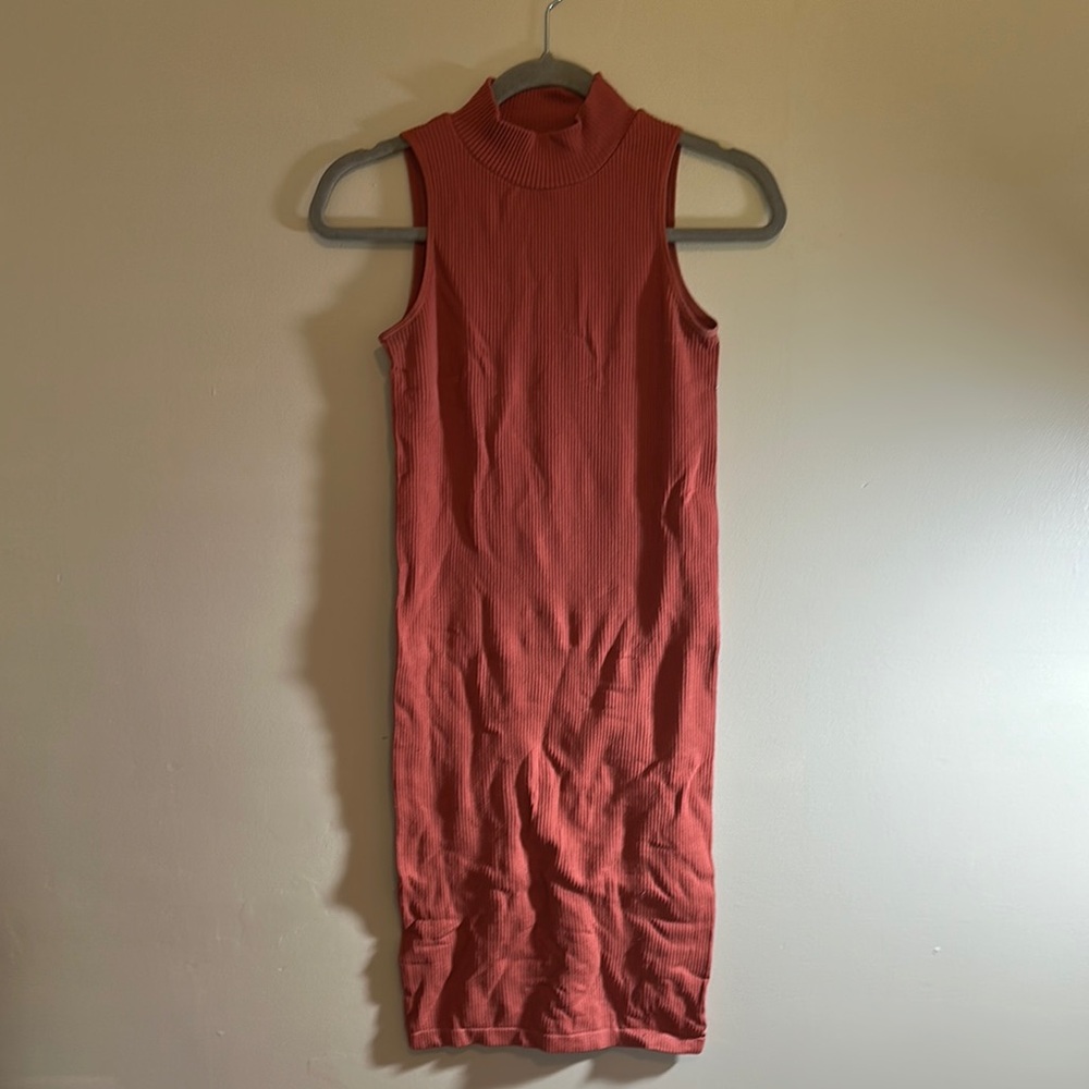 No Boundaries Red Bodycon Midi Dress Mock Neck